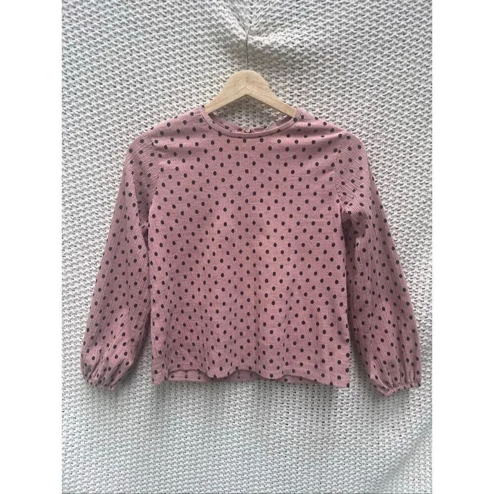 Zara Girl Pink /Black polka dot blouse size 10